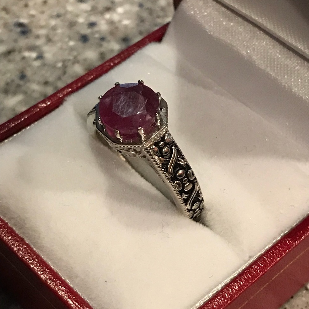 Red Cranberry Ruby 925 Sterling Silver Ring - image 3